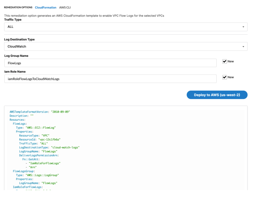 Auto remediation template example